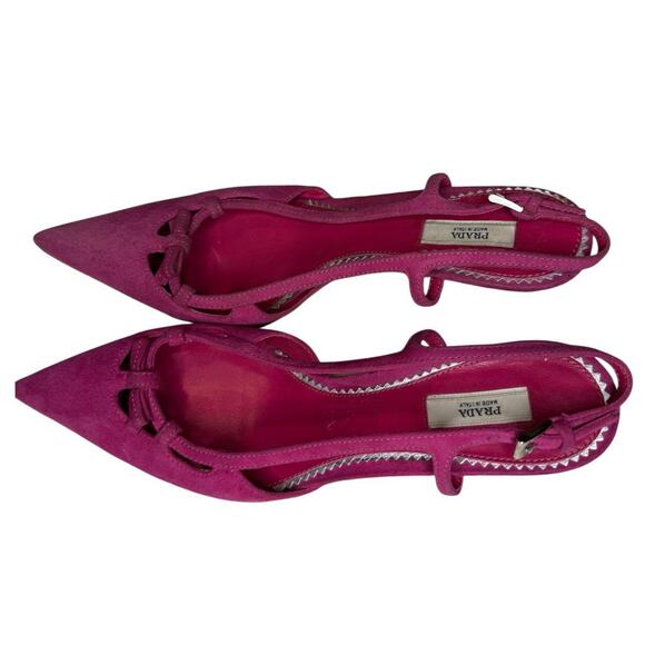 Prada pink suede slingback kitten - Picture 4 of 8